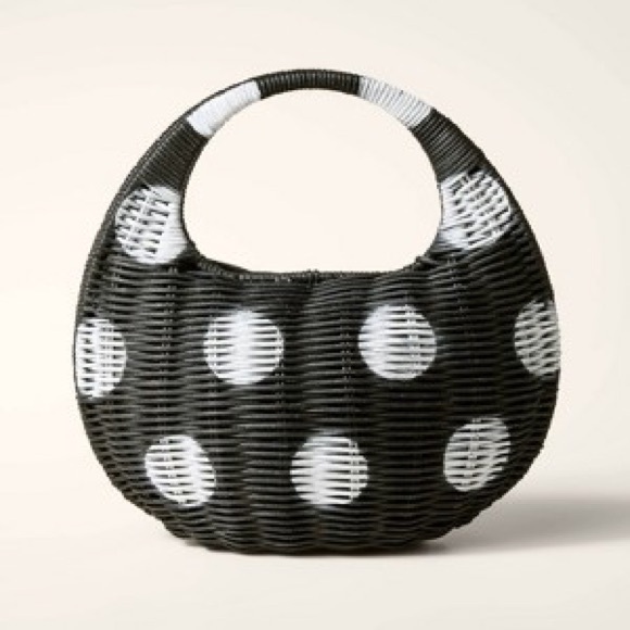 Kate Spade X Target Sold Out Wicker Polka Dot Bag - Picture 1 of 2